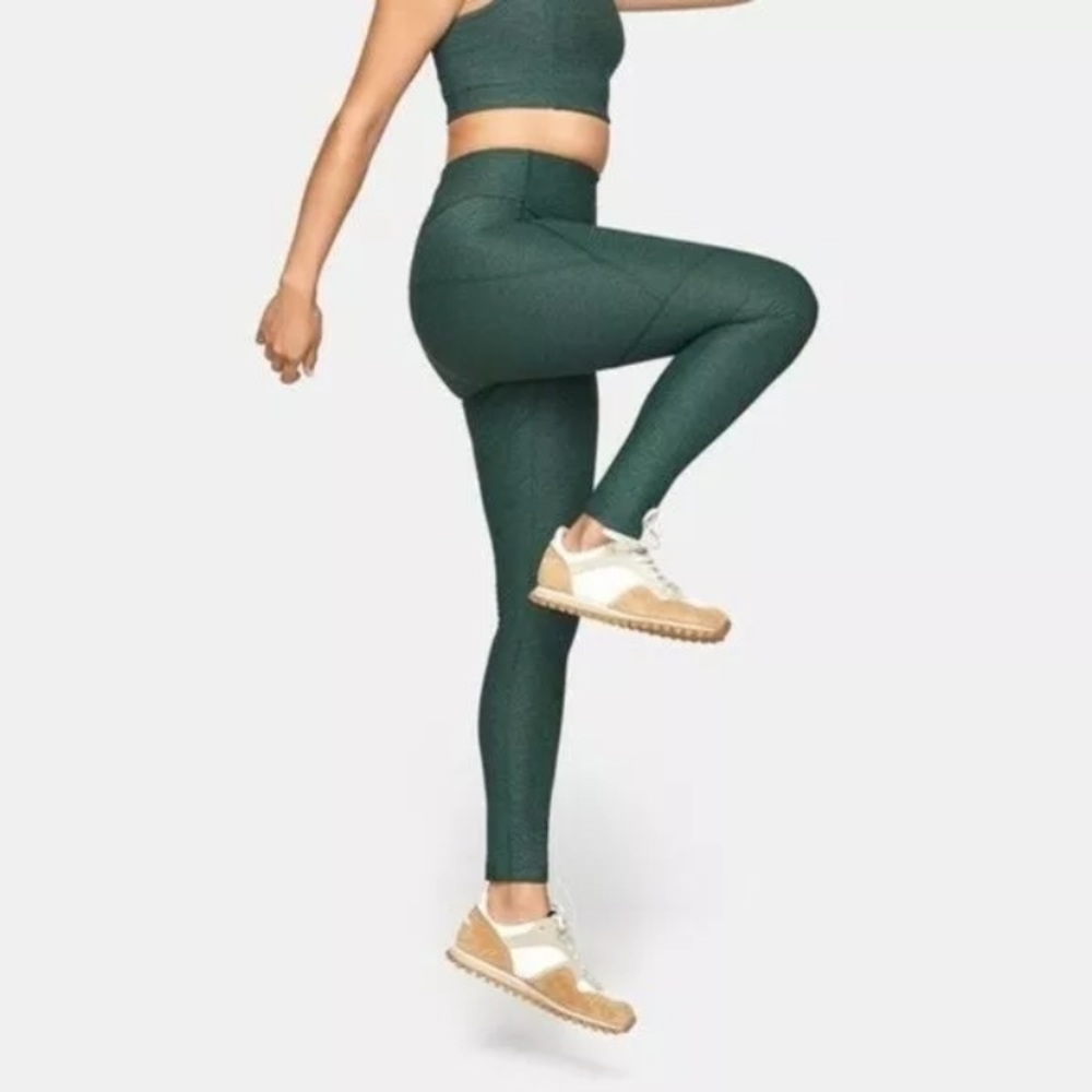 OUTDOOR VOICES 7/8 Warmup Leggings Hunter Green Textured Compression Like New S